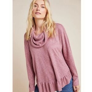 Anthropologie Maeve Addie Hacci Dusty Rose Cowl Neck Sweater NWOT